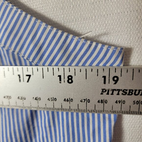 Torrid Womens Halter Top Sz 1 (14/16) Corset Style Lace Up Blue White Pin Stripe - Picture 8 of 11